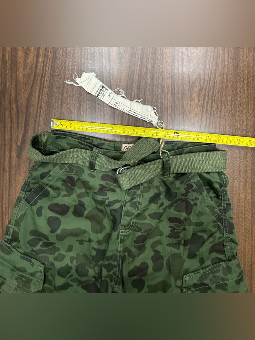 GS115 Men's Camo Cargo Shorts-Olive Green-NWT Size 34 - Picture 3 of 11
